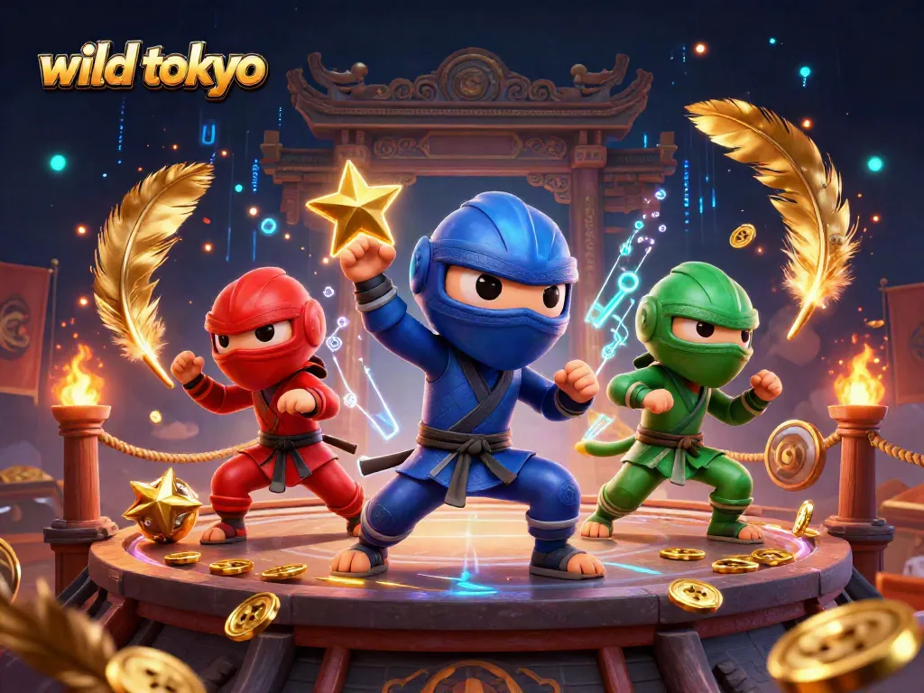 Experience wild tokyo as chameleon ninjas showcase thrilling martial arts in a colorful casino battle.